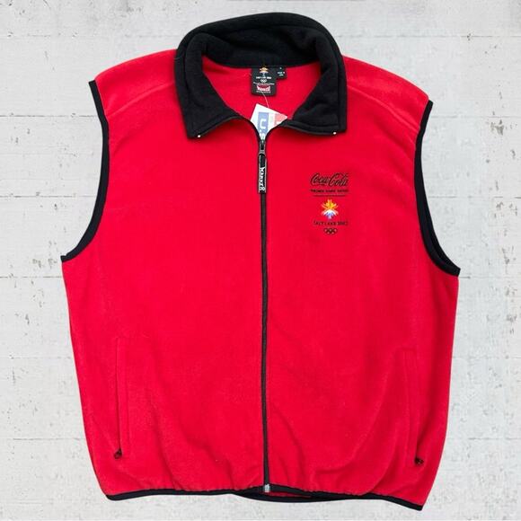 VTG New Y2K Marker 2002 Salt Lake City Olympics Red Fleece Vest USA Size Large - Picture 1 of 9